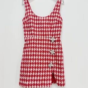 Self Portrait Checked Boucle Dress